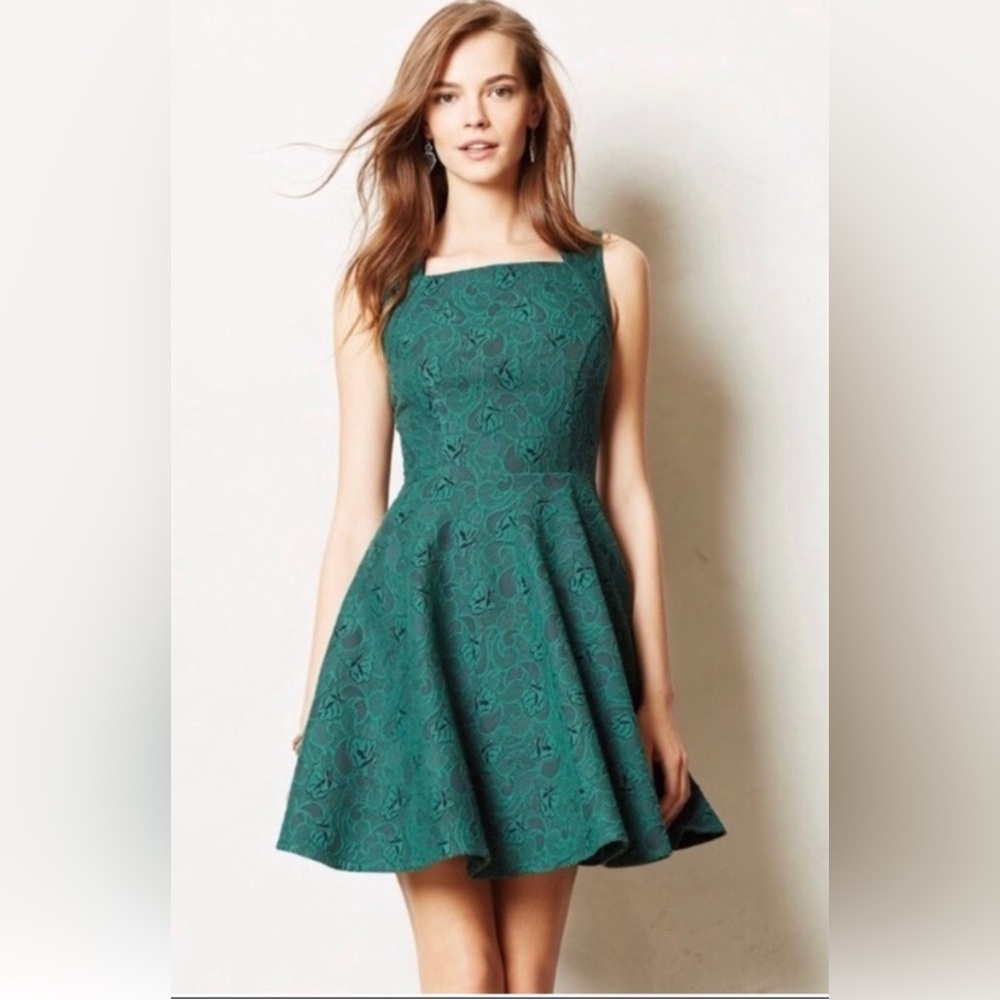 Anthropologie Andrassy Green Lace Dress By Eva Franco Women’s size 12.